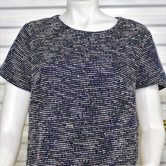 Loft Multicolor Puff Sleeve Fit Fare Dress sz 10 - Picture 5 of 8